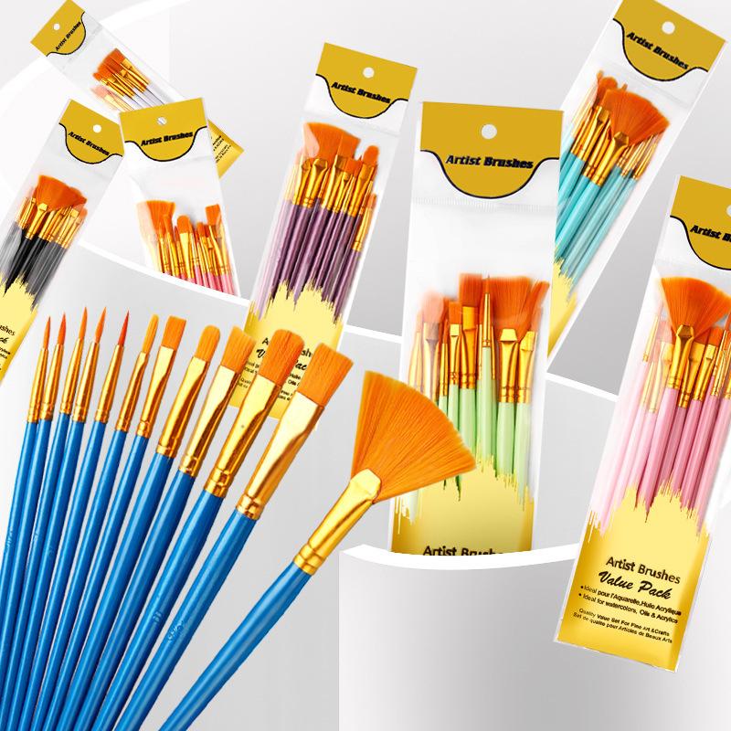 12Pcs Nylon Bristle Brush Set  - огляд і ціна Model Kit Acrylic Paint