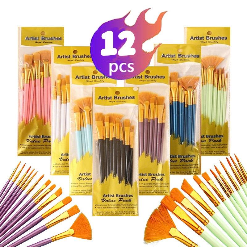 12Pcs Nylon Bristle Brush Set  - огляд і ціна Model Kit Acrylic Paint